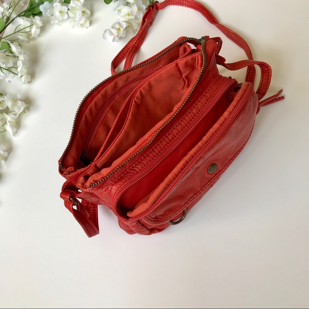 Distressed Burnt Orange Multipocket Crossbody Bag - image 8